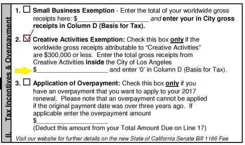 Creative Artist Exemption