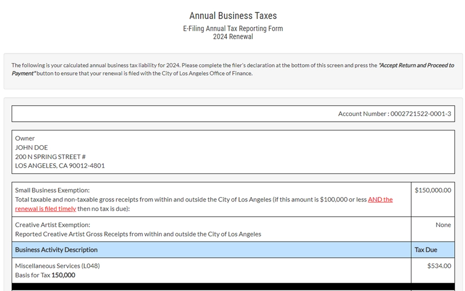 Annual Business Taxes E-File Tax Reporting Form
